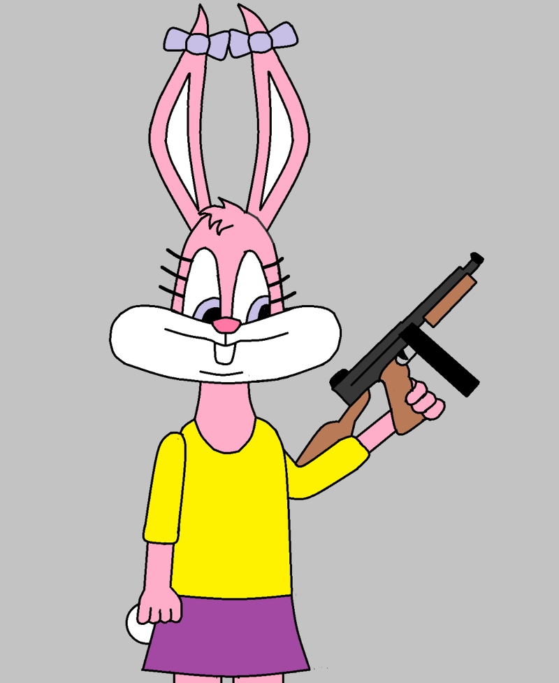 Babs Bunny with a gun
